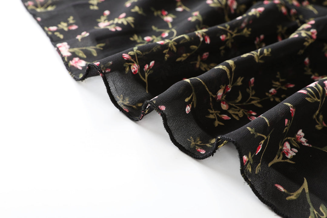 Andrea Floral Print V Neck Chiffon Camisole Spaghetti Sleeveless Midi Dress — gallery