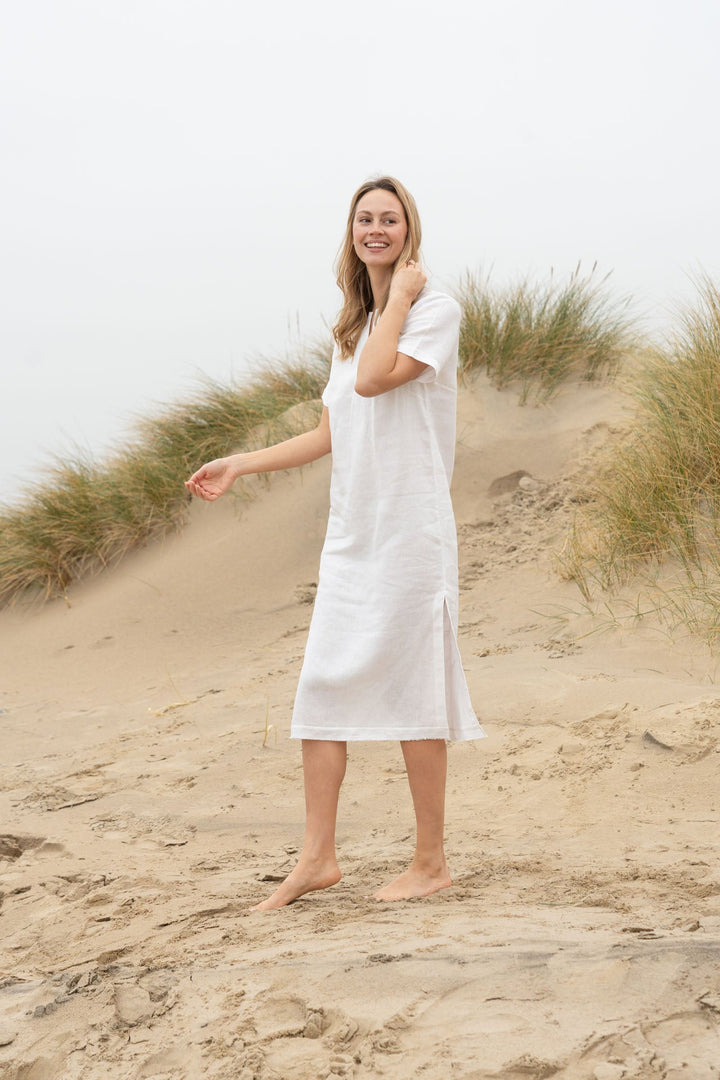 Annie Linen Dress for Women - Oyster White