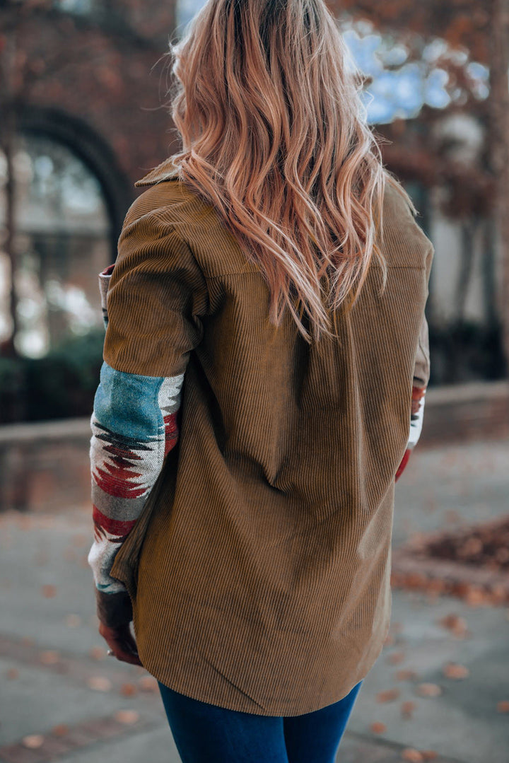 Aztec-Inspired Corduroy Jacket in an Oversized Cut