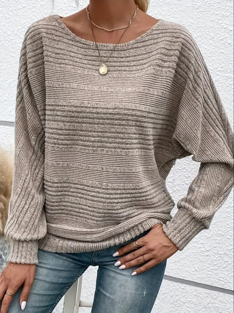 Batwing Sleeve Top in a Relaxed Fit with Round Neckline