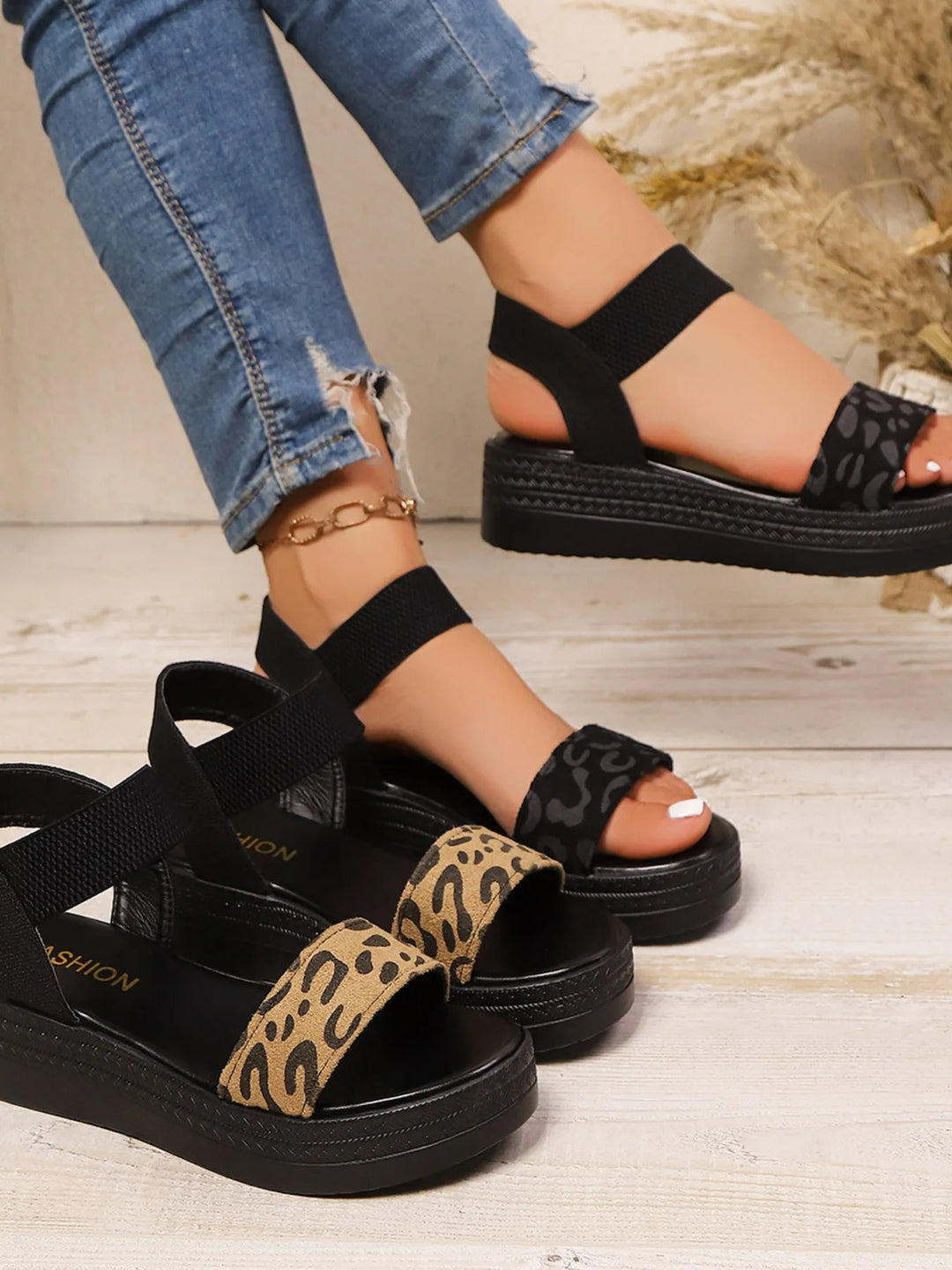 Leopard Print Platform Sandals for Women