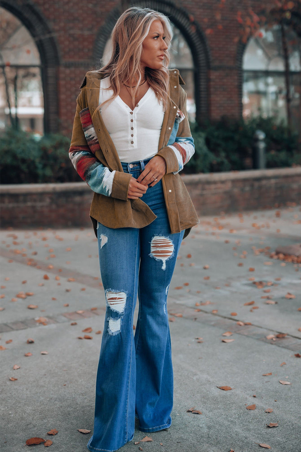 Aztec-Inspired Corduroy Jacket in an Oversized Cut