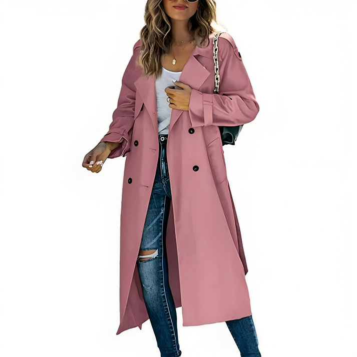 Double-Breasted Trench Coat with Storm-Flap Collar