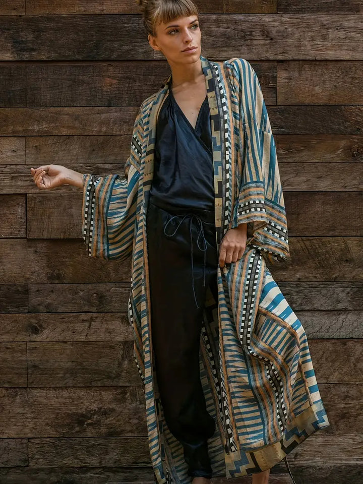 Boho Kimono Cover-Up with Open-Front Drape for Women