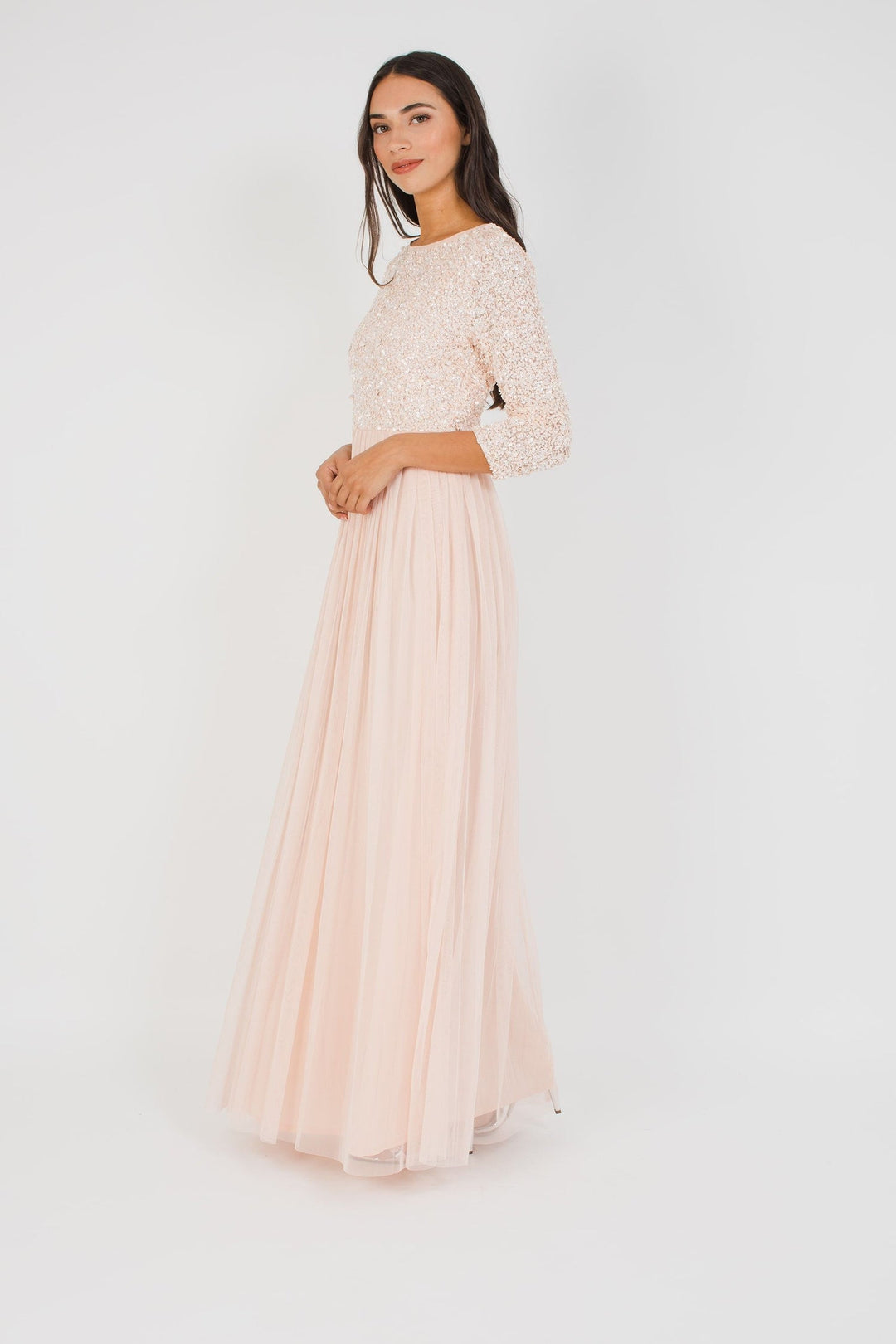 Belle Picasso Long Sleeve Maxi in Nude — gallery