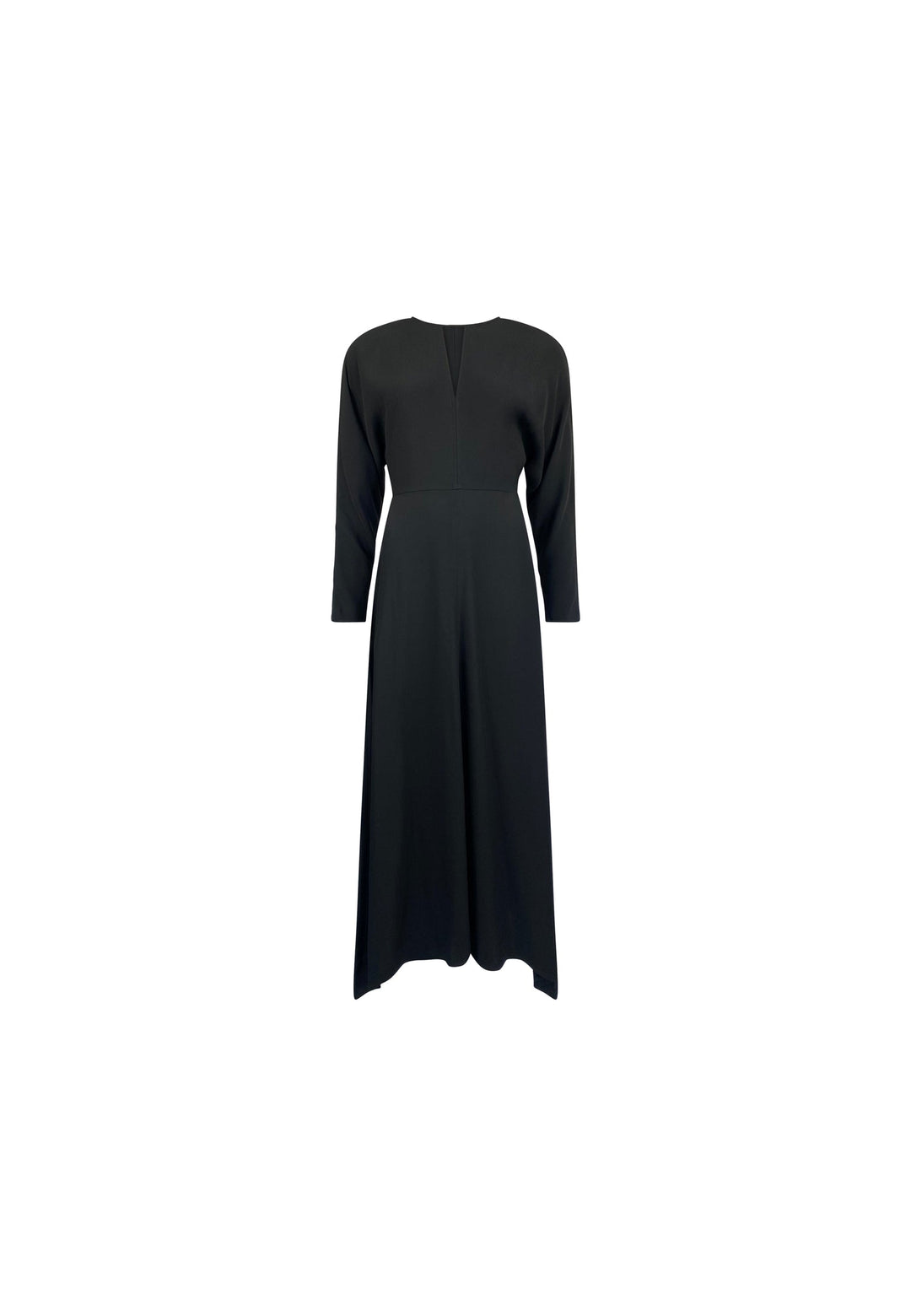 Petite Black Crepe Keyhole Midi Dress — gallery