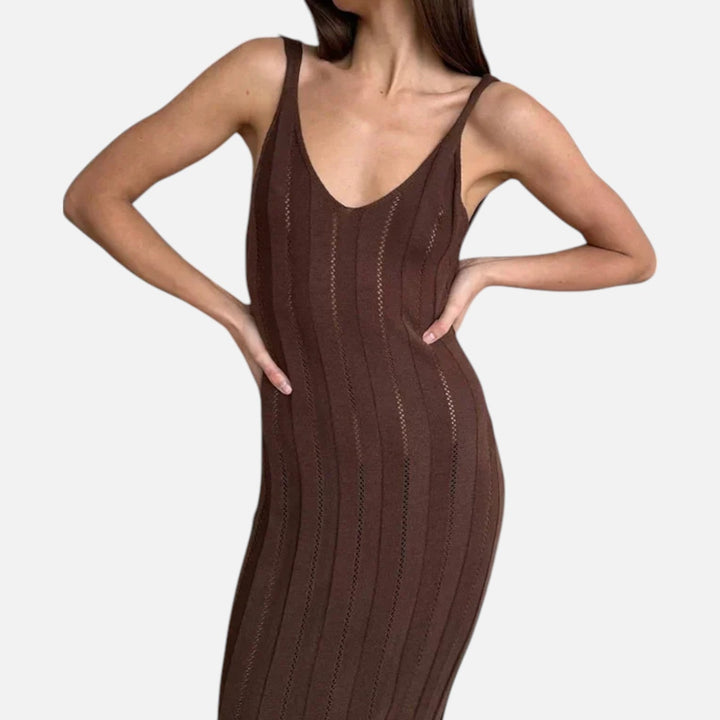 Avanti Backless Maxi Dress for Women - Brown