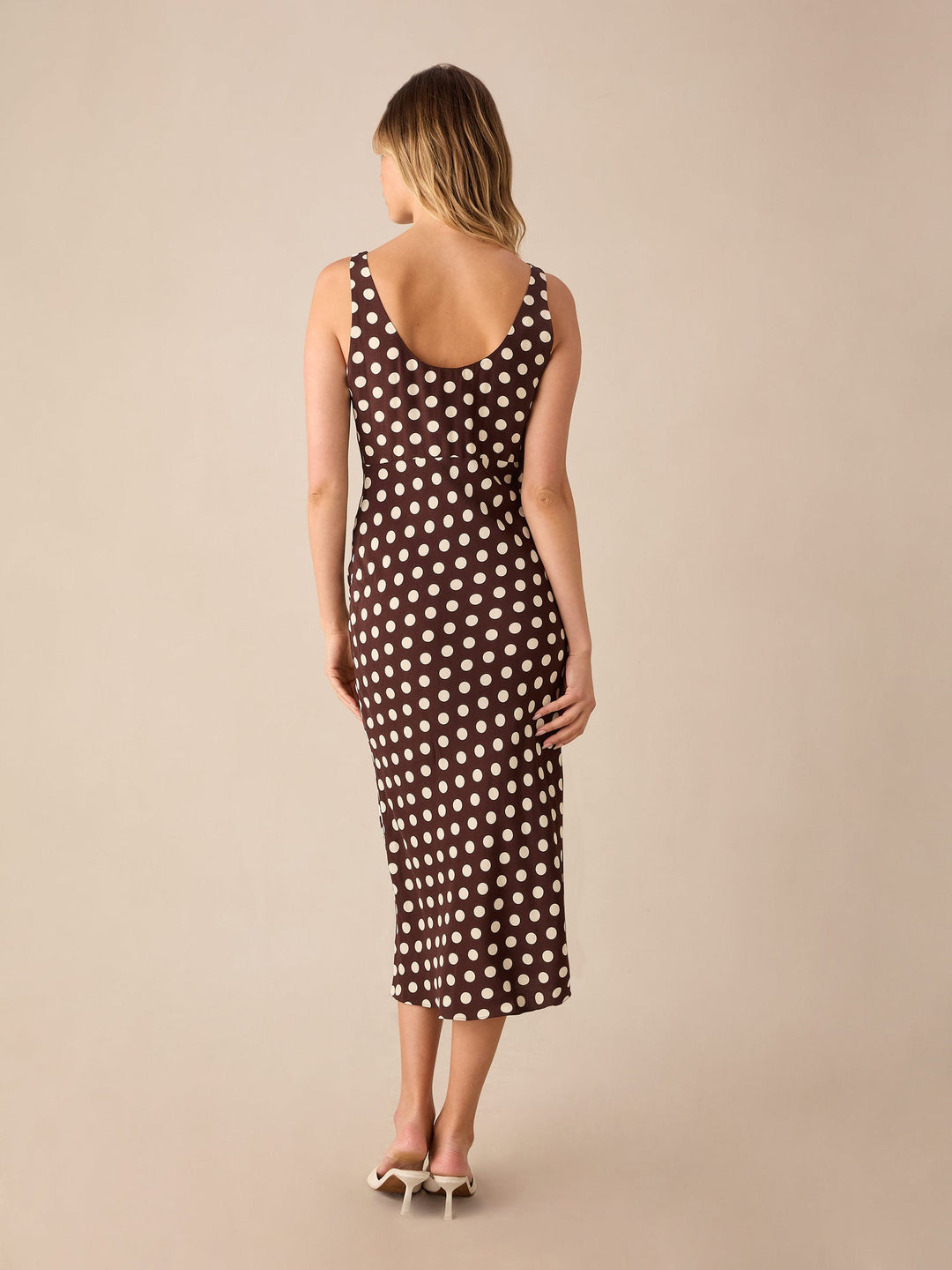Brown Spot Scoop Neck Cami Midi Dress — gallery