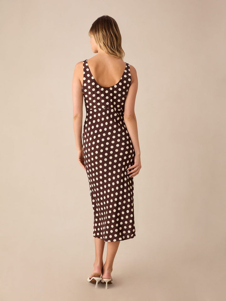 Brown Spot Scoop Neck Cami Midi Dress — gallery