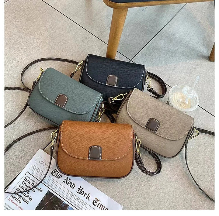 Crossbody Handbag in Lychee-Texture Vegan Leather