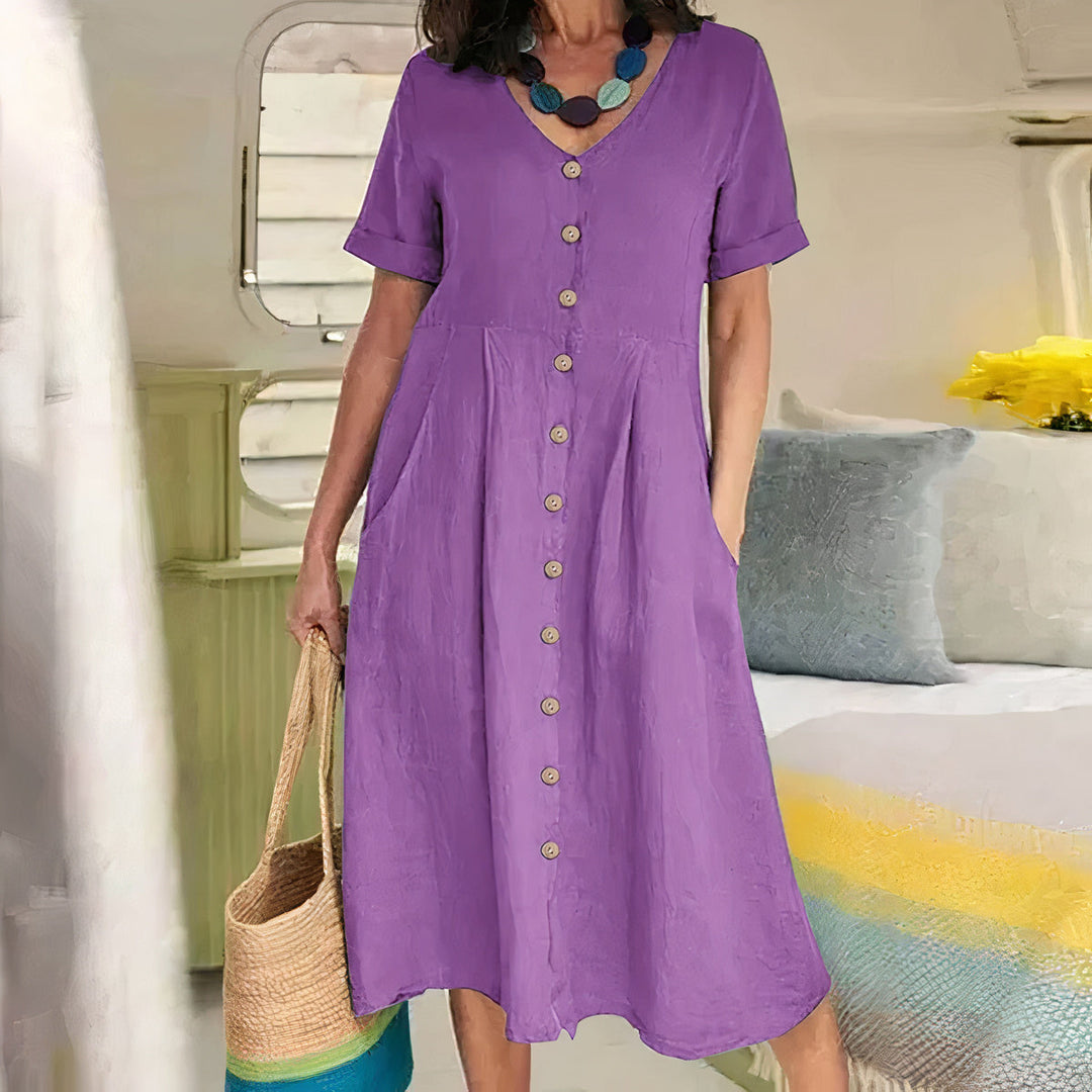 Ester Relaxed Cotton Midi Dress for Spring and Summer
