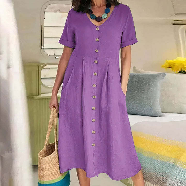 Ester Relaxed Cotton Midi Dress for Spring and Summer