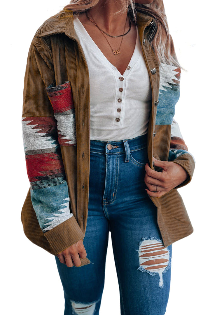 Aztec-Inspired Corduroy Jacket in an Oversized Cut