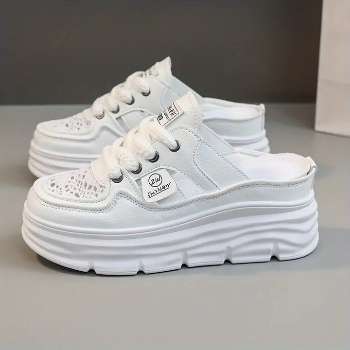Slip-On Platform Trainers in Breathable Mesh for Women