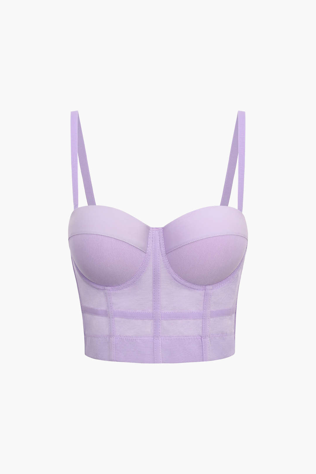 Sheer Mesh Underwire Bustier Top with Adjustable Straps