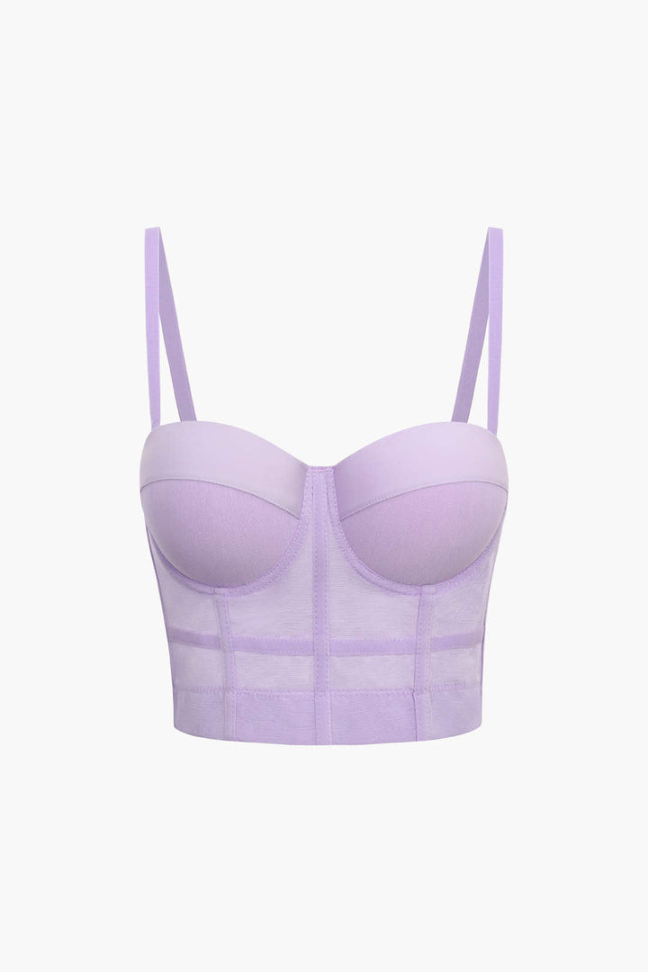 Sheer Mesh Underwire Bustier Top with Adjustable Straps