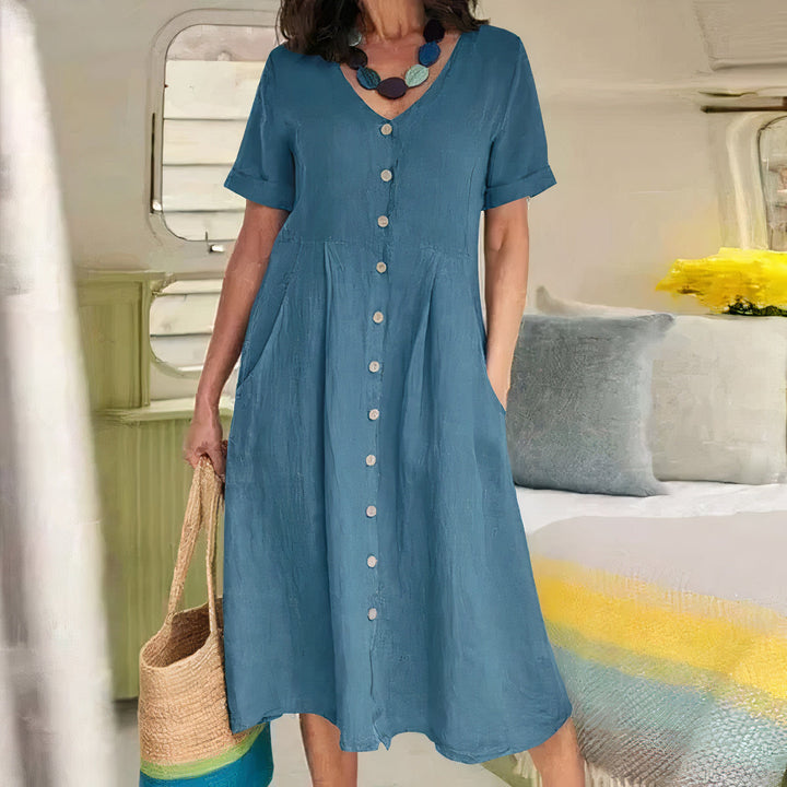 Ester Relaxed Cotton Midi Dress for Spring and Summer