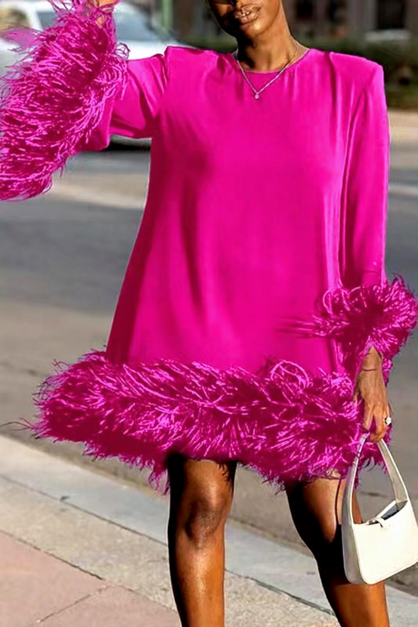 One-Shoulder Feathered Bodycon Mini Dress for Women