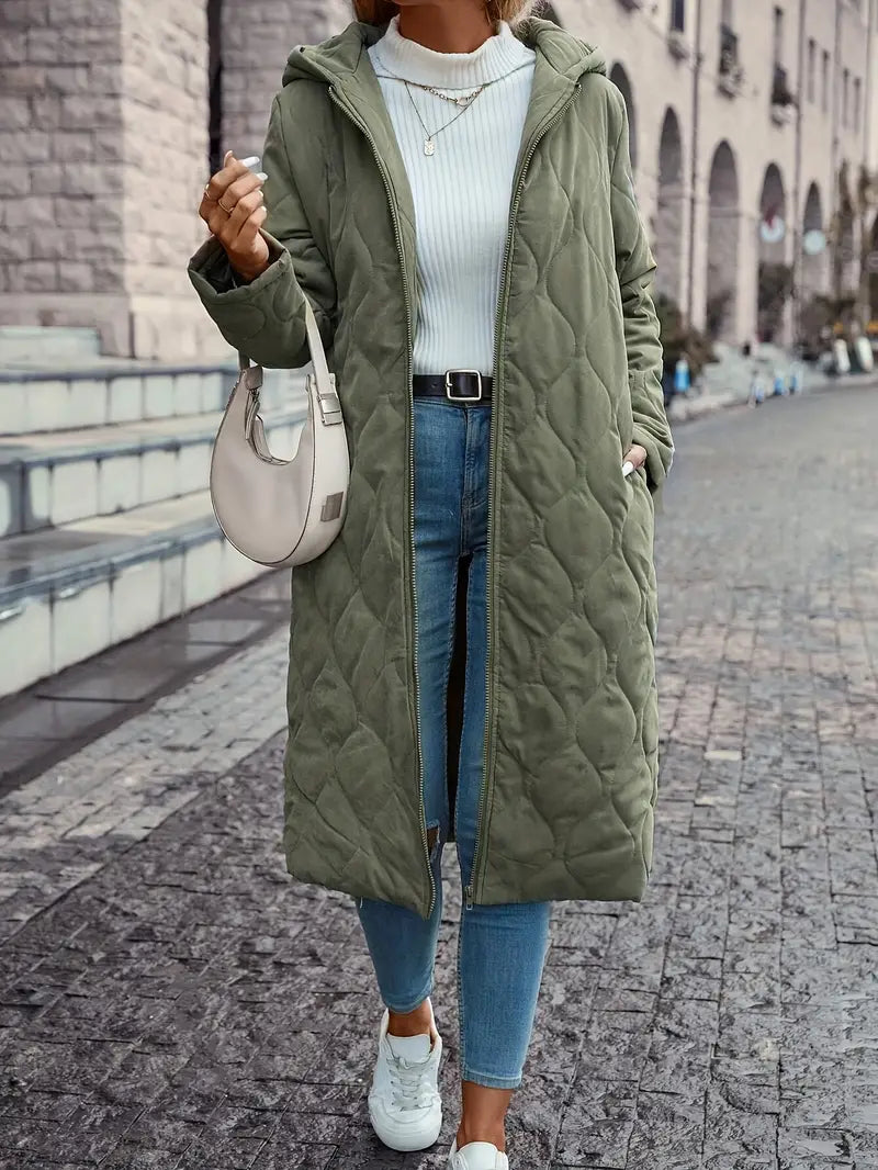 Long Sleeve Hooded Quilted Cotton Coat