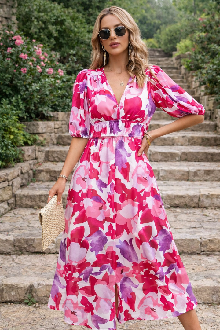 Liora V-Neck Ankle-Length Dress for Women