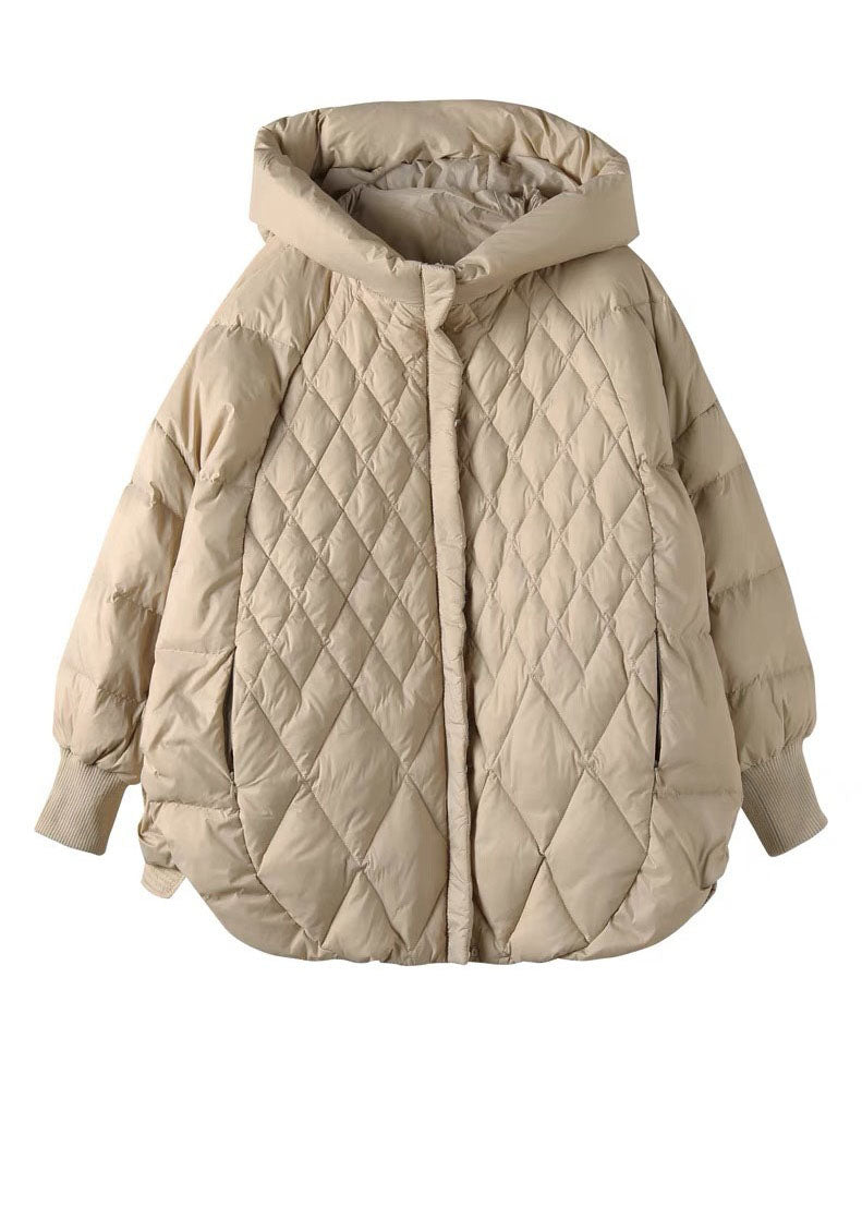 Relaxed Duck Down Coat with Stand Collar