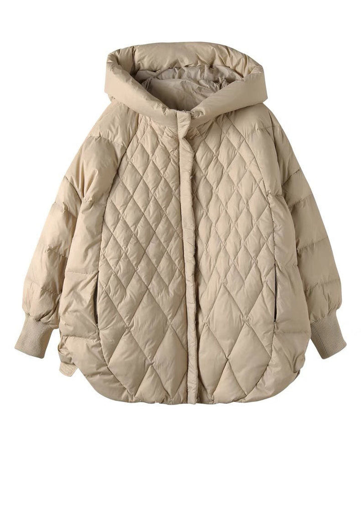 Relaxed Duck Down Coat with Stand Collar