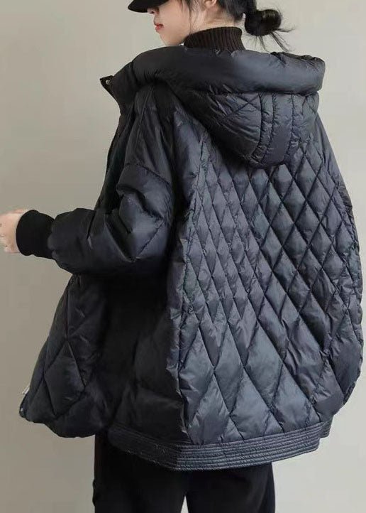 Relaxed Duck Down Coat with Stand Collar