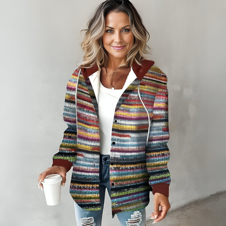 Colourful Knit Hoodie with Oversized Boxy Silhouette
