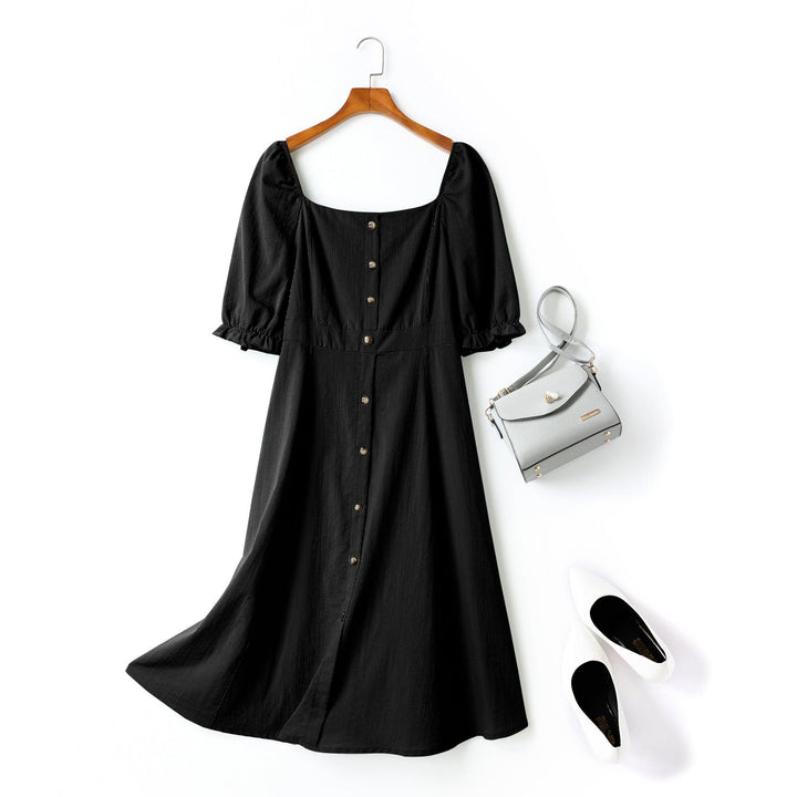 Charlotte Plus Size Square Neck Tortoiseshell Buttons Midi Dress (Green,... — gallery