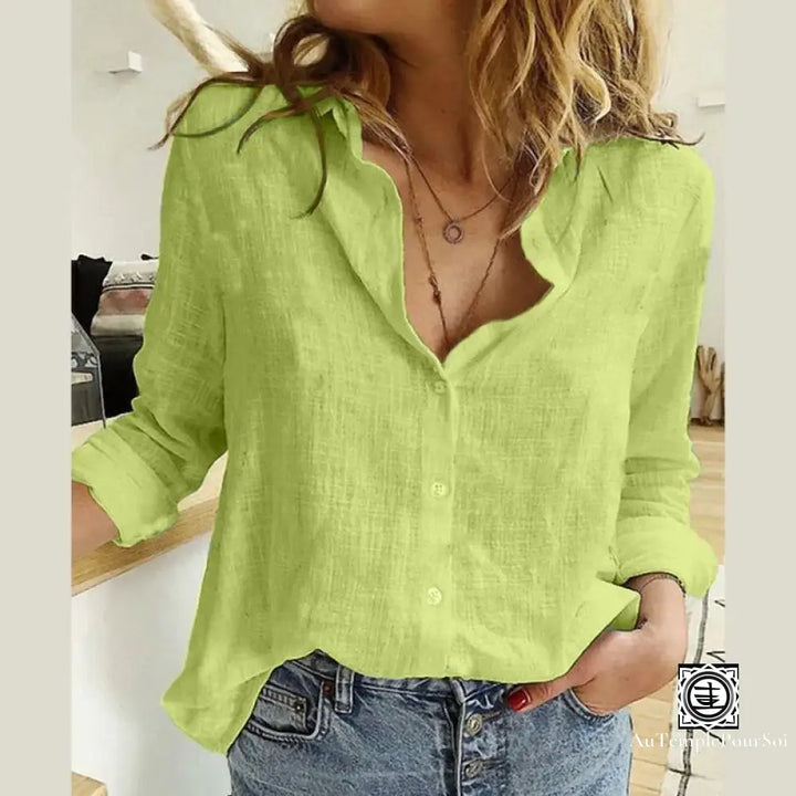 Premium Linen Blouse for Women - Green