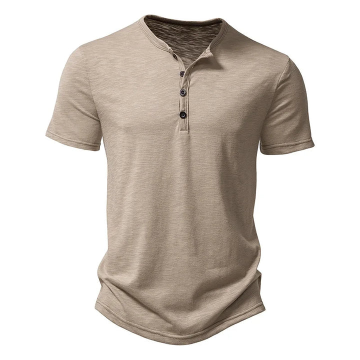 Classic Henley Short Sleeve T-shirt — Beige