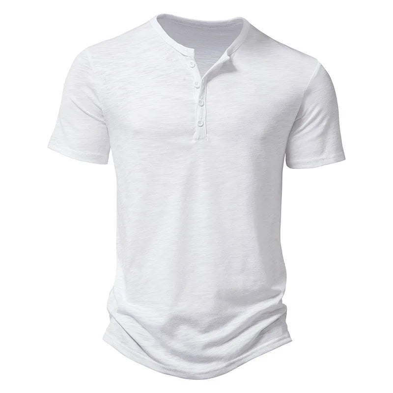 Classic Henley Short Sleeve T-shirt — White