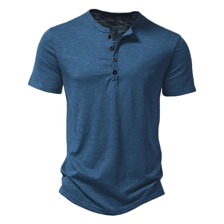 Classic Henley Short Sleeve T-shirt — Denim Blue
