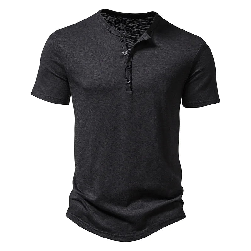 Classic Henley Short Sleeve T-shirt — Black