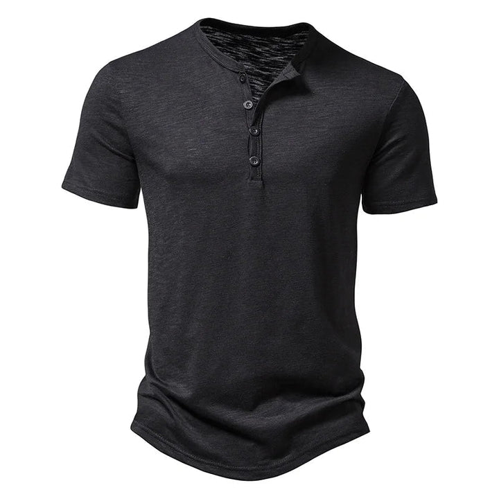 Classic Henley Short Sleeve T-shirt — Black