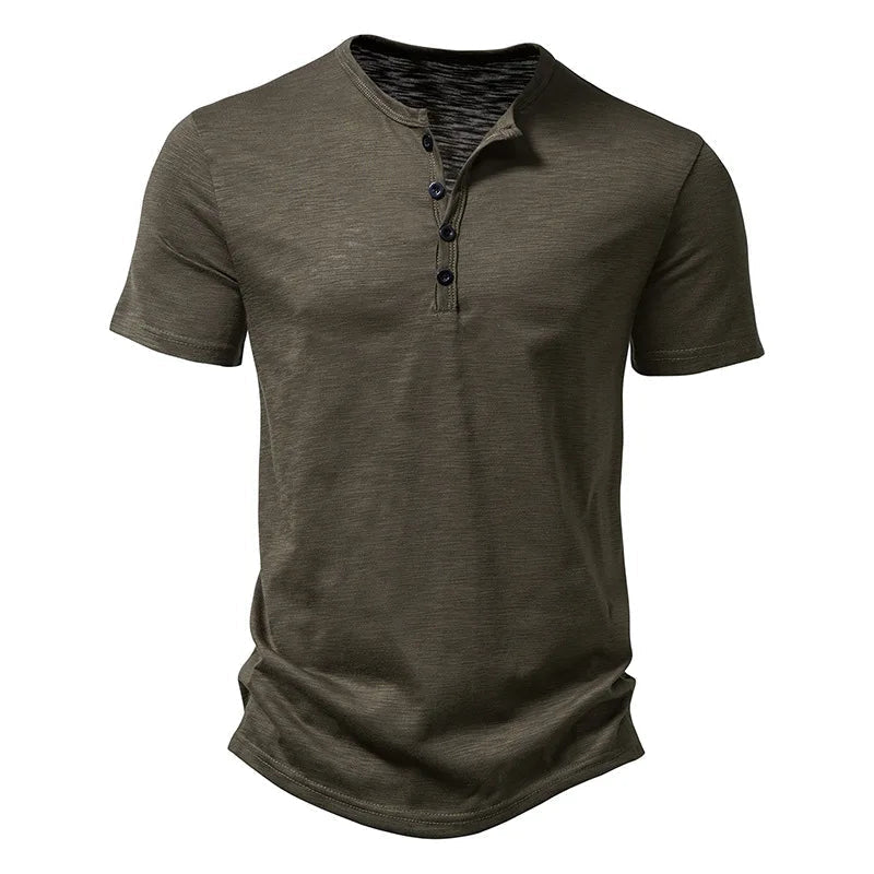 Classic Henley Short Sleeve T-shirt — Dark Green
