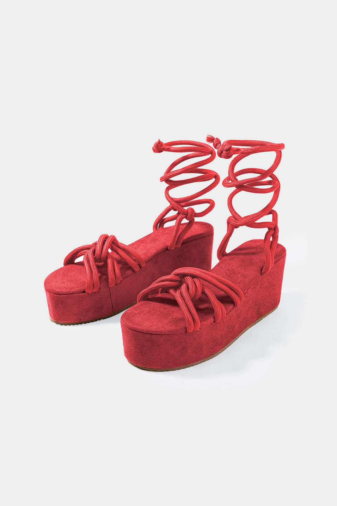Tie-Up Open Toe Platform Flats Sandals for Women - gallery