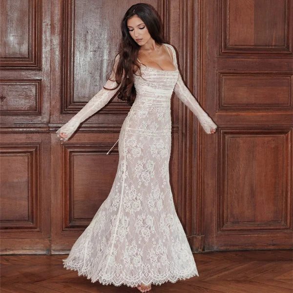 Comfortable Lace Maxi Dress in a Feminine Silhouette