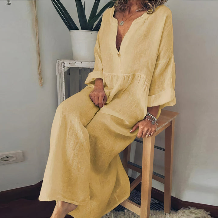 Blouse-Inspired Shirt Dress with Button-Front Placket