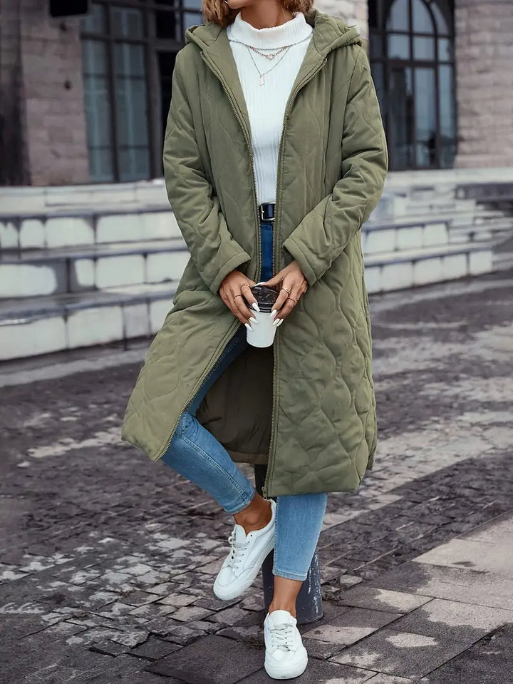 Zip-Up Hoodie with Adjustable Hood in Solid Colour