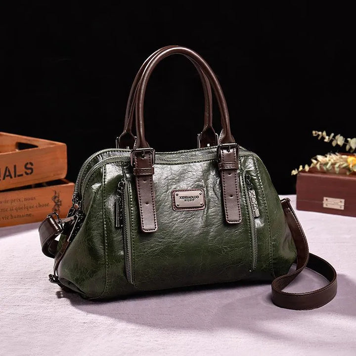 Vintage-Inspired Structured Handbag in Rich Textured Finish