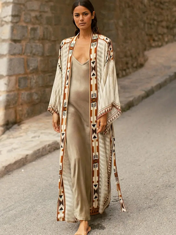 Boho Kimono Cover-Up with Open-Front Drape for Women