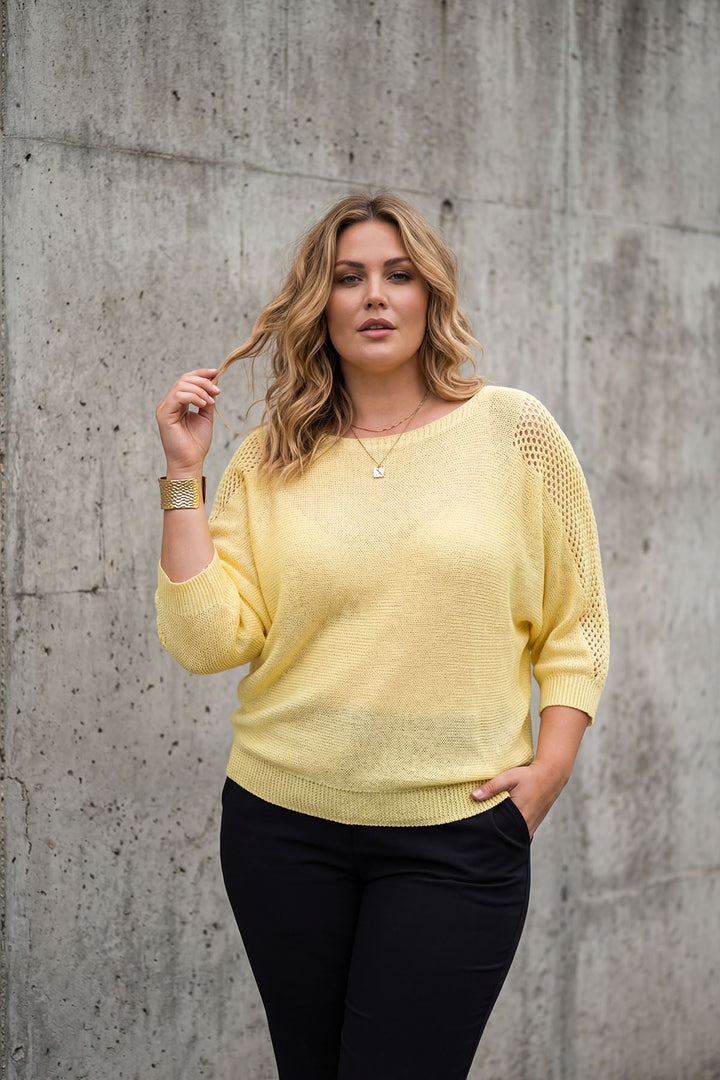 Plain Knitted Batwing Tunic Cotton Top