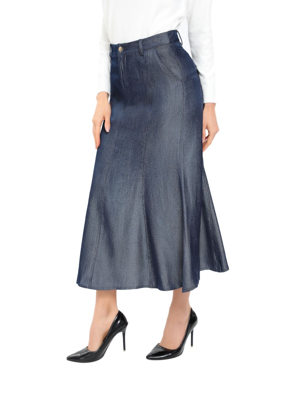 Denim Look Midi Skirt — gallery