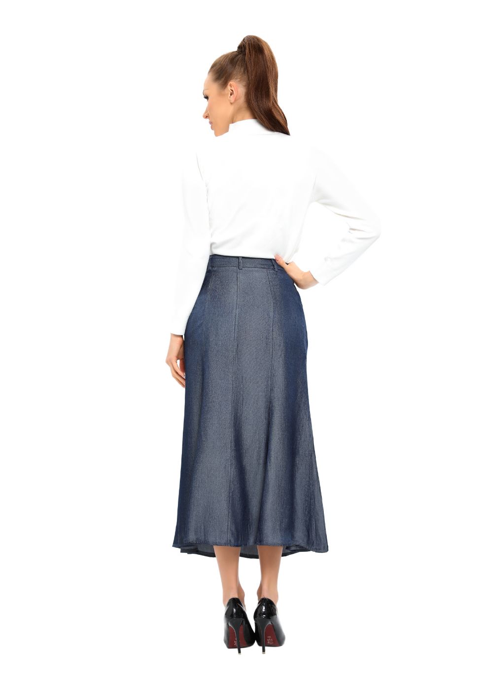 Denim Look Midi Skirt — gallery