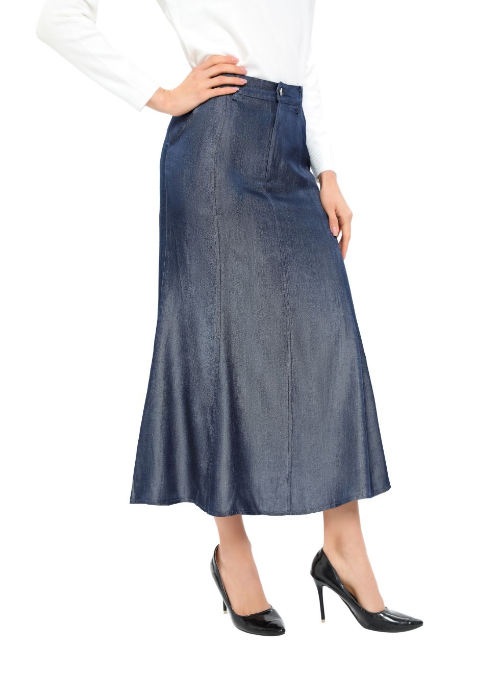 Denim Look Midi Skirt — gallery