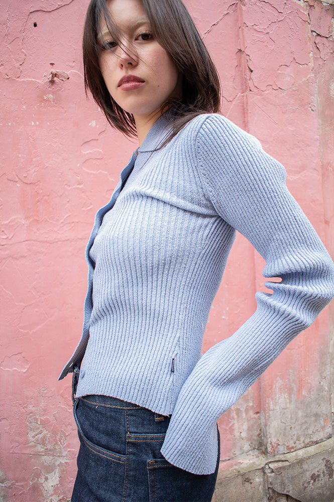 Dr Denim Eliza Dusty Blue Knitted Top for Women - gallery