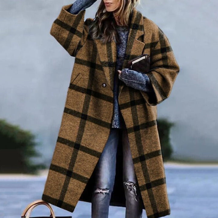 Long Wool Coat with Embellished Detail for Women