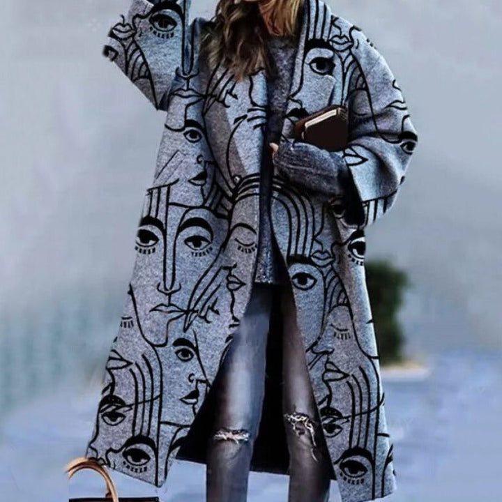 Long Wool Coat with Embellished Detail for Women