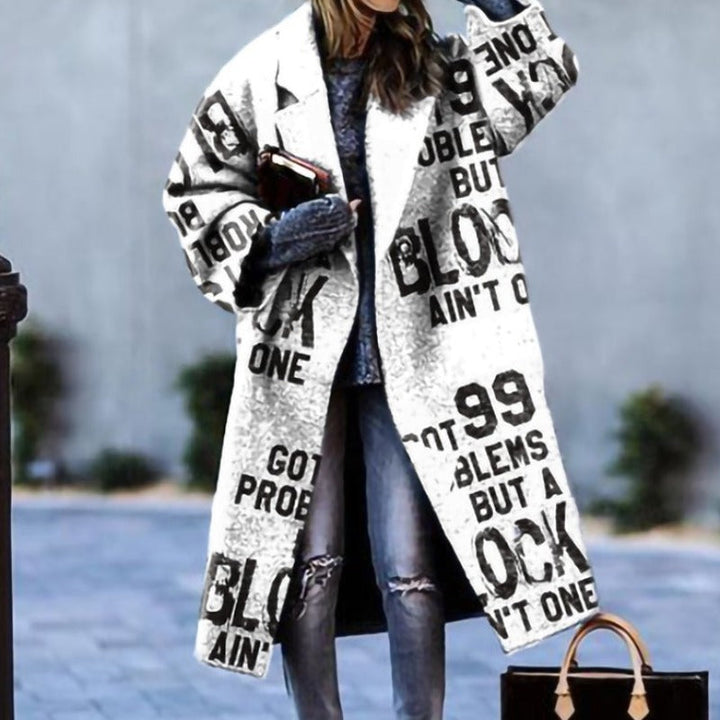 Long Wool Coat with Embellished Detail for Women